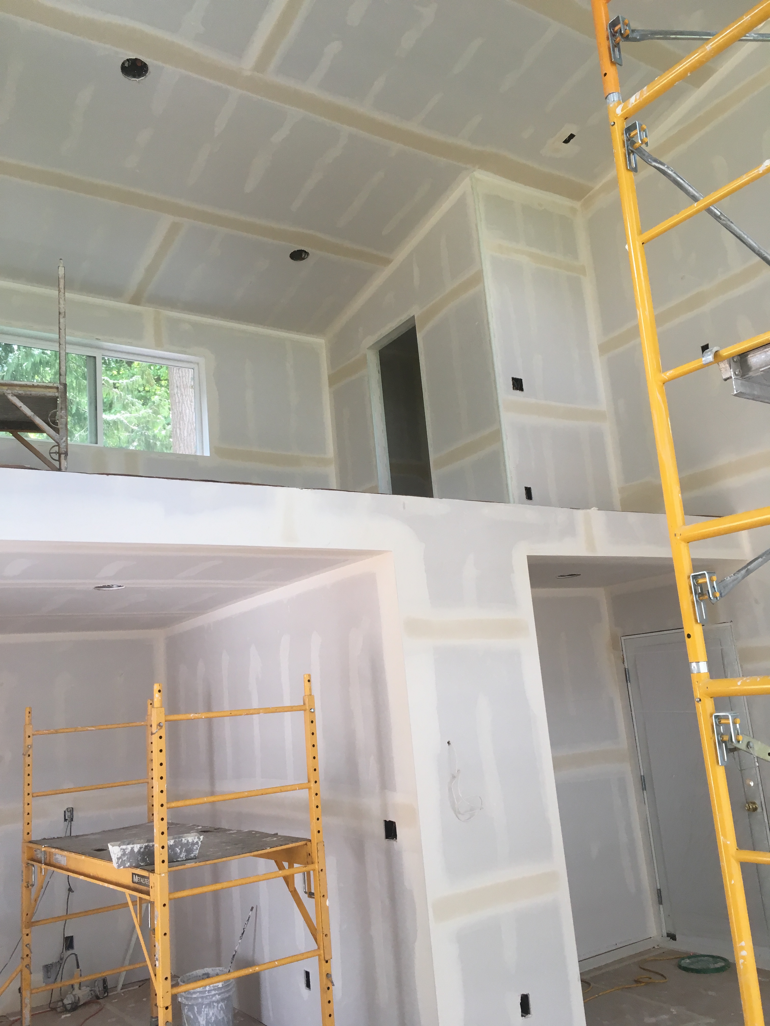 Lake cabin interior with coated drywall Lake cabin interior with coated drywall